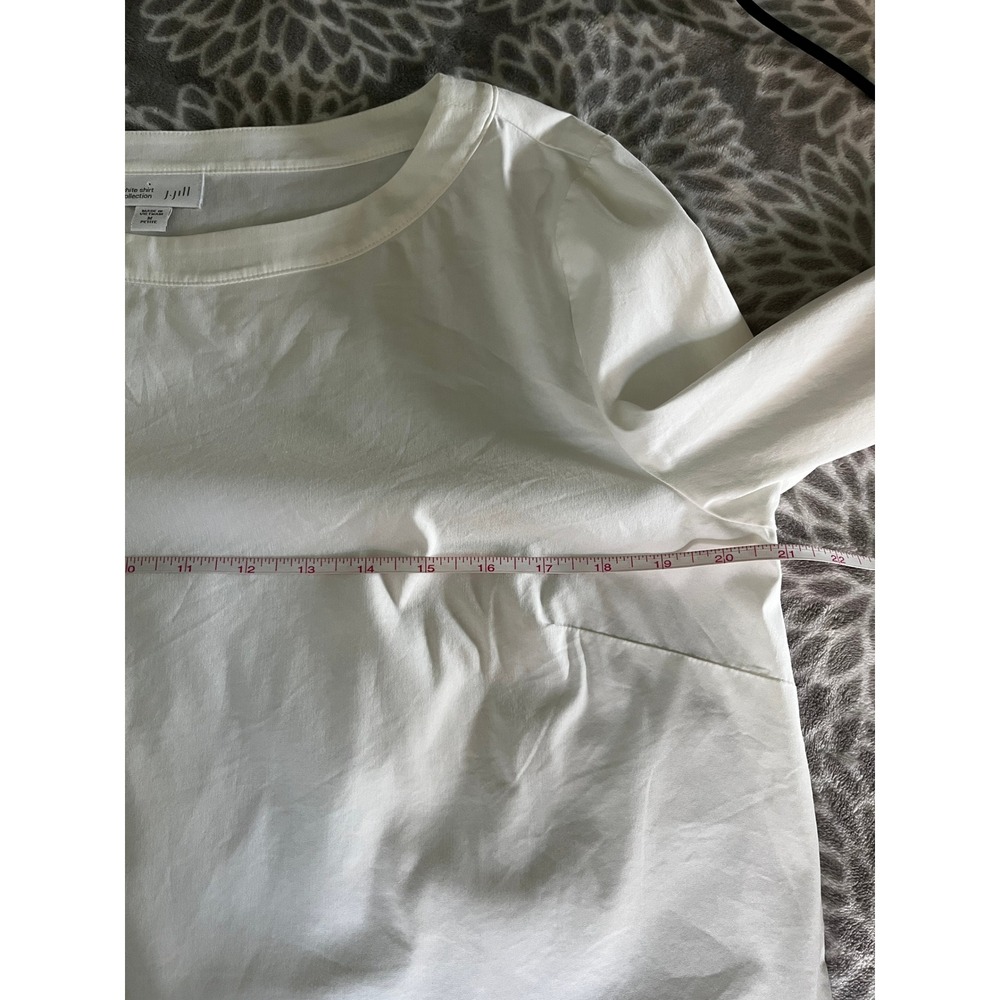 Smocked Ruffle Sleeve Blouse Medium MP White Shirt Minimalist Boho Chic Office - Picture 5 of 8